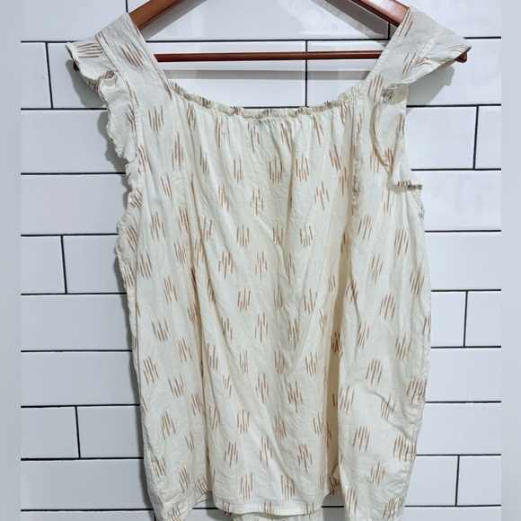 Madewell ikat print ruffled sleeve Top M - Picture 7 of 7